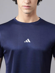 URBAN WOLFS men's navy mesh dry-fit t-shirt slim athletic fit moisture wicking crew neck for workouts
