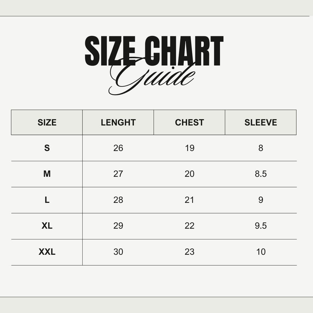 Wear Up size chart for men's dry fit premium t shirt showing S to XXL length chest and sleeve measurements